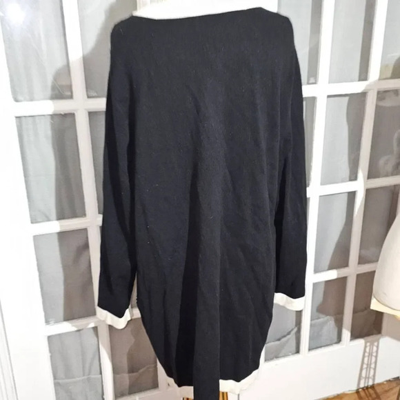 Talbots Womens Black White Long Open Front Cardigan Sweater 2X - Picture 2 of 5